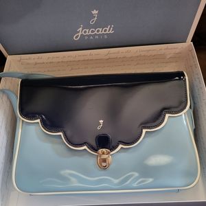 NWT JACADI Paris girls pale/navy blue 💙 magical whimsical glossy shoulder bag